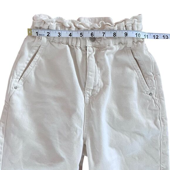 Zara Paperbag Waist Jeans Cream Color - Picture 3 of 7